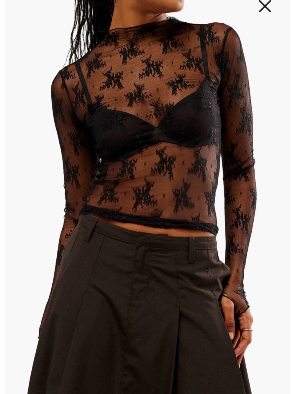 Black lace free people layering top size s